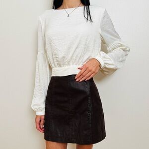 Chelsea & Violet Ivory Back Tie Blouse Balloon Sleeves Cropped